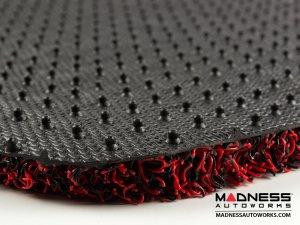 Alfa Romeo Tonale All Weather Floor Mats - Rubber Woven Carpet - Front Set - Red + Black 